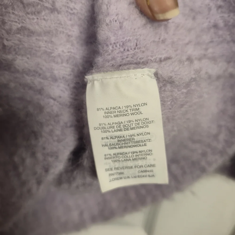 J.Crew Alpaca Blend Lilac Fuzzy Crewneck Sweater L Oversized Cozy Minimal